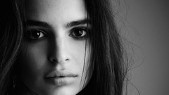 Woman monochrome brunettes models Emily Ratajkowski
