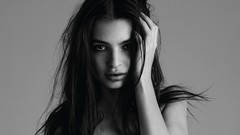 Woman monochrome brunettes models Emily Ratajkowski