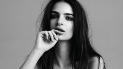 Woman monochrome brunettes models Emily Ratajkowski
