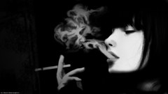 Woman monochrome drawings smoking cigars greyscale