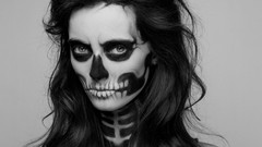 Woman monochrome face paint grayscale