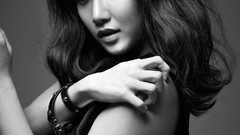 Woman monochrome fashion asians bangs models