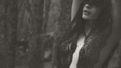 Woman monochrome forests