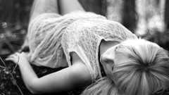 Woman monochrome forests lying down