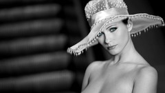 Woman monochrome greyscale selective coloring topless Kyla Cole