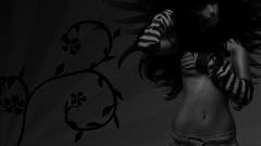 Woman monochrome holding boobs