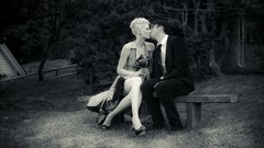 Woman monochrome kissing greyscale