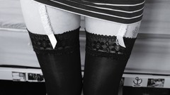 Woman monochrome legs stockings lingerie grayscale garters body 