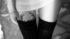 Woman monochrome legs stockings tattoos black stockings body 