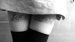 Woman monochrome legs stockings tattoos grayscale body parts