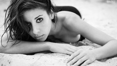 Woman monochrome lying down