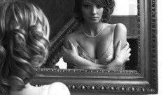 Woman monochrome models mirrors grayscale