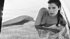 Woman monochrome nude Lake