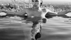 Woman monochrome nude Lake