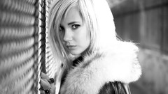 Woman monochrome outdoors blondes juno temple