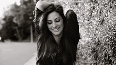 Woman monochrome smiling brunettes Taylor McCutchan