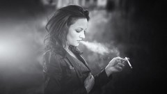 Woman monochrome smoking grayscale sergey piltnik