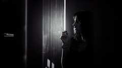 Woman monochrome smoking grayscale sergey piltnik