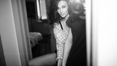 Woman monochrome tattoos brunettes nude boobs Russians