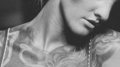 Woman monochrome tattoos models greyscale Russians