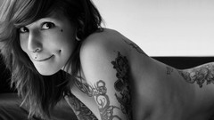 Woman monochrome tattoos nude