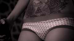 Woman monochrome tattoos panties