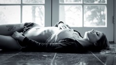 Woman monochrome tattoos panties grayscale undressing