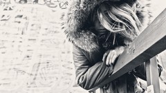 Woman monochrome urban blondes grayscale