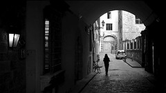 Woman monochrome urban photo art