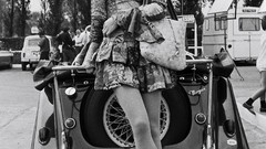 Woman monochrome vehicles