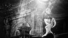 Woman monochrome vietnamese ao dai