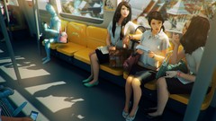 Woman morning Anime 3d trains