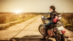 Woman motorbikes