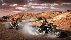 Woman motorbikes girls with bikes