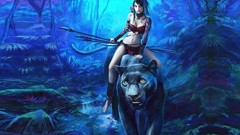 Woman mount artwork fantasy art panthers