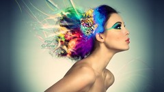 Woman multicolor brunettes artwork