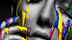 Woman multicolor closed eyes