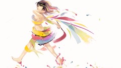 Woman multicolor walk artwork