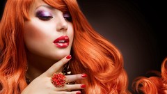 Woman nail polish redheads