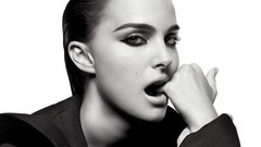 Woman Natalie Portman faces Actress grayscale