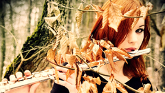 Woman nature autumn leaves