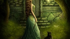 Woman nature cats fantasy