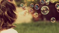 Woman nature grass bubbles