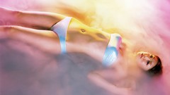 Woman navel asians lingerie brunettes models lying down Yuko 