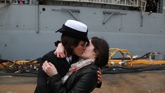 Woman Navy lovers uniforms kissing girls lesbians