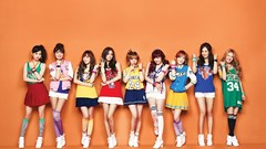 Woman nba asians singers bangs orange background Korean k-pop 