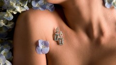 Woman neck shoulders flower petals