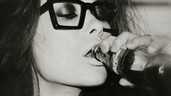 Woman nerd glasses monochrome