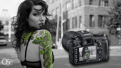 Woman Nikon Cameras photo shoot selective coloring