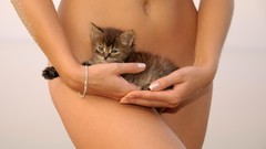 Woman nude Kittens